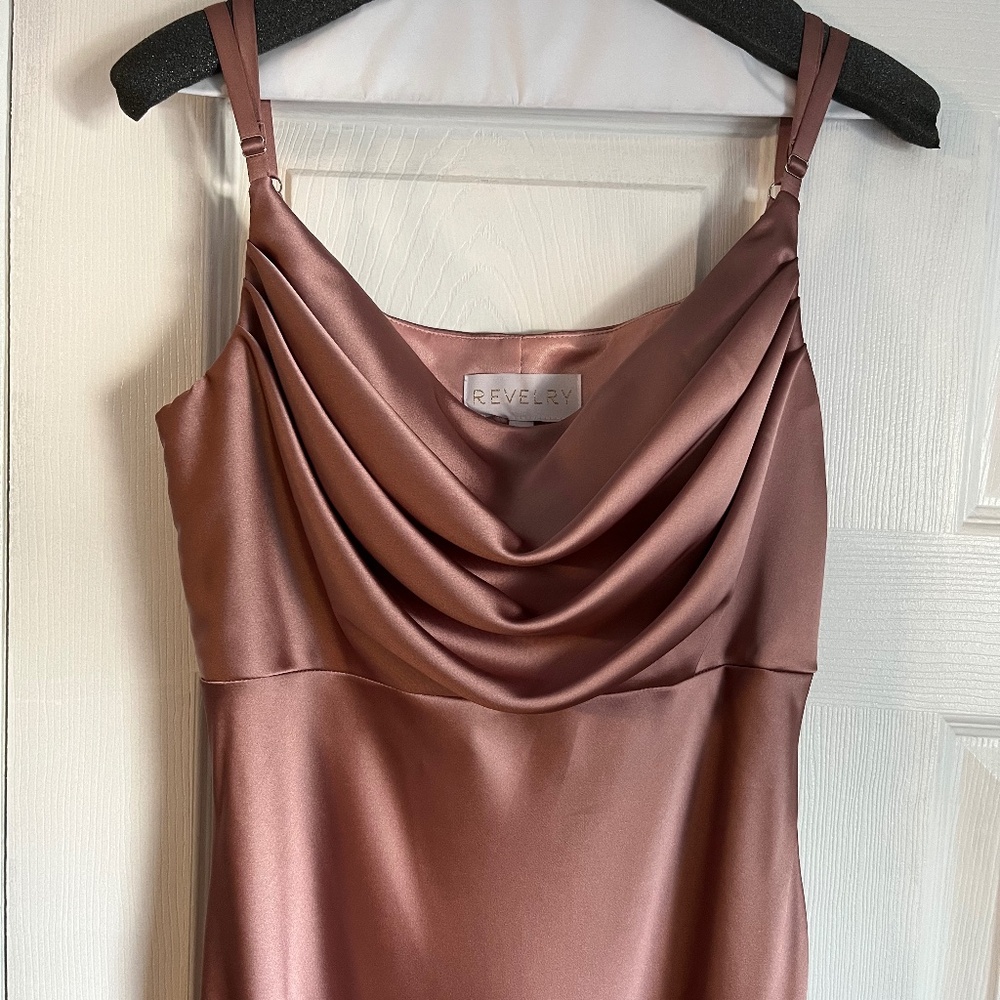 Revelry Skye Satin Dress (Size 6) Rose Quartz